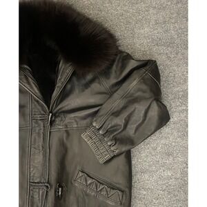 VTG 80s Italian Leather Bomber‎ Jacket Removable Fur Liner Unisex Aviator Size L